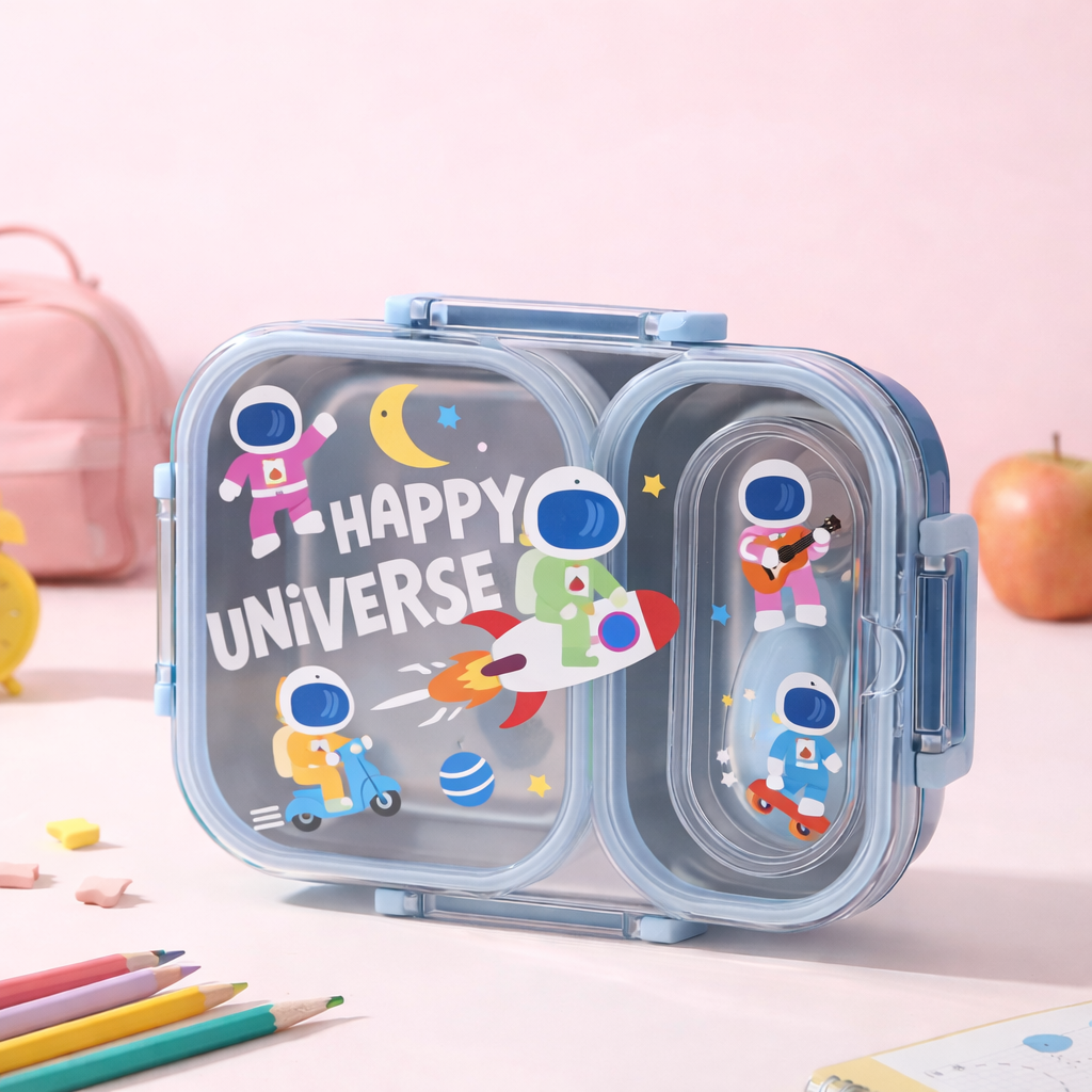 Kids Stainless Steel Bento Lunch Box – Leak-Proof Two Grid-[600ML]