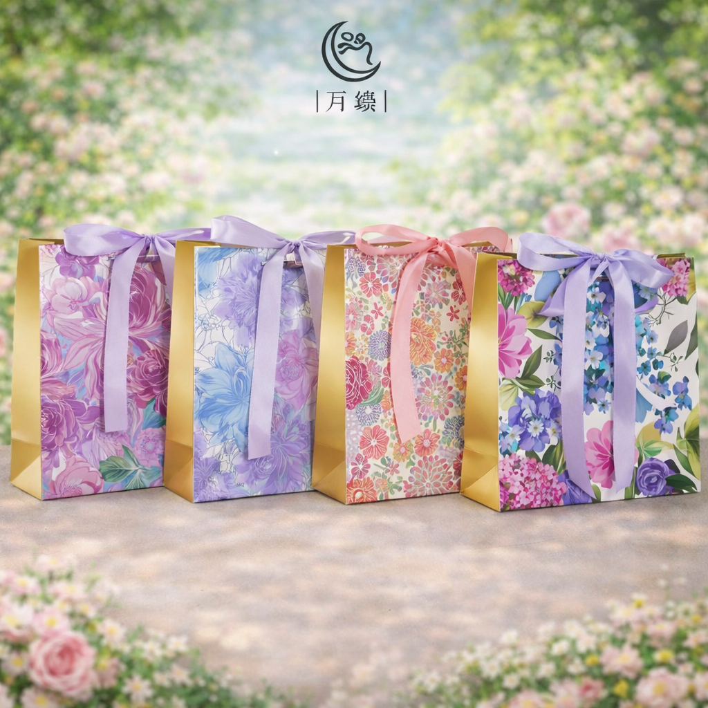 Floral Ribbon Gift Bags – Elegant Premium Gifting Bags [pack of 4 Design]