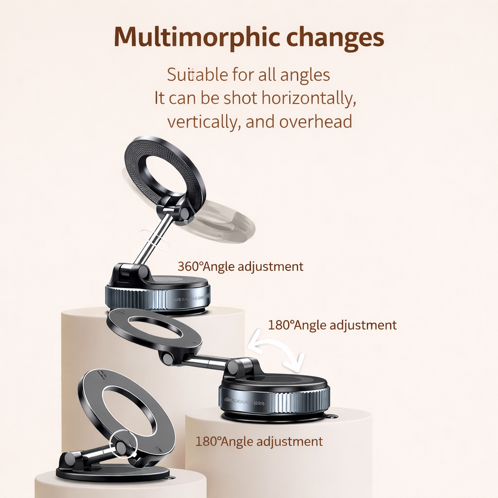 360° Vaccum Magnetic Phones Holder, Magnetic Car Phone Mount, Hands-Free Suction Cup
