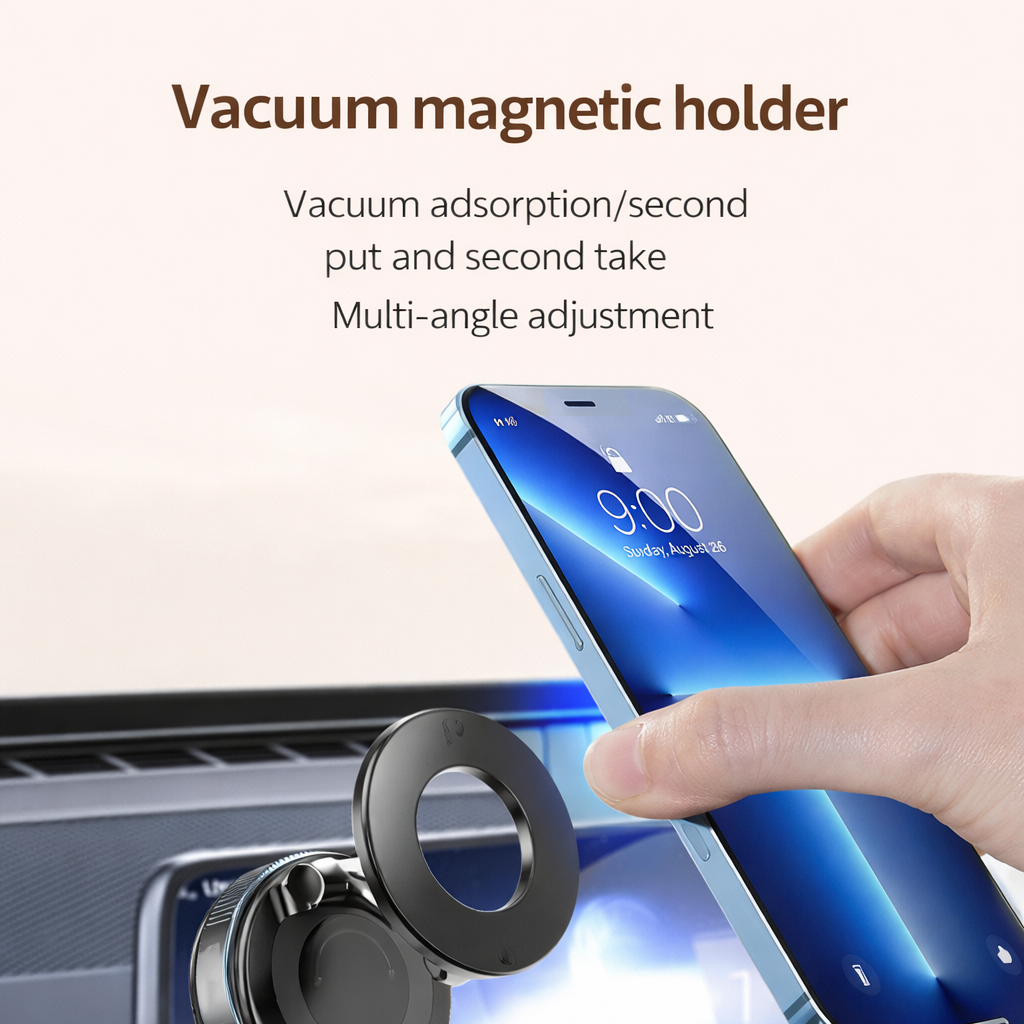 360° Vaccum Magnetic Phones Holder, Magnetic Car Phone Mount, Hands-Free Suction Cup