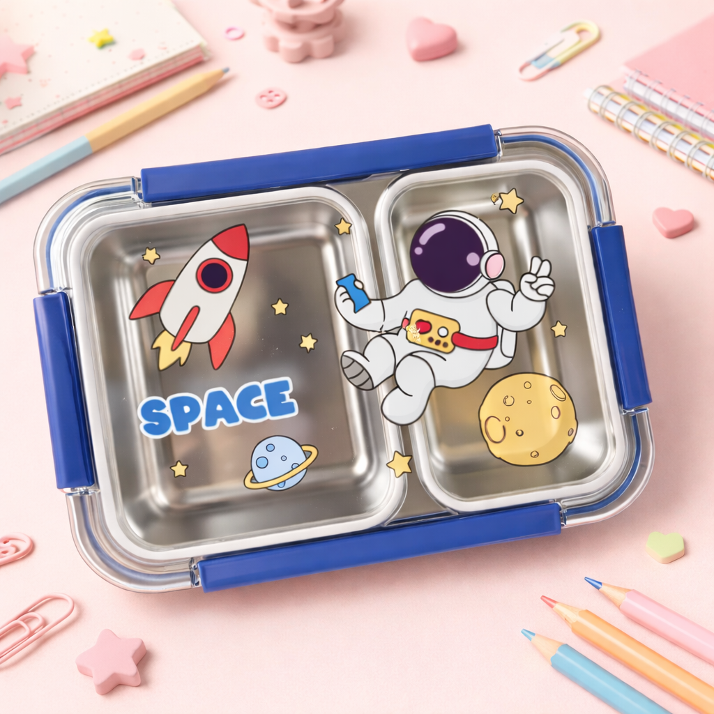 Kids Stainless Steel Bento Lunch Box Two Grid – [750ML]