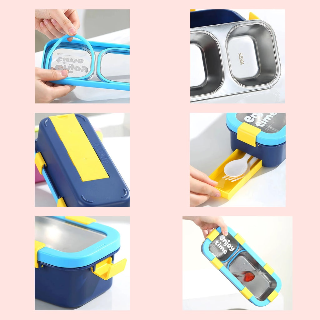 “Enjoy Time” Bento Lunch Box Two Grid-[600ML]